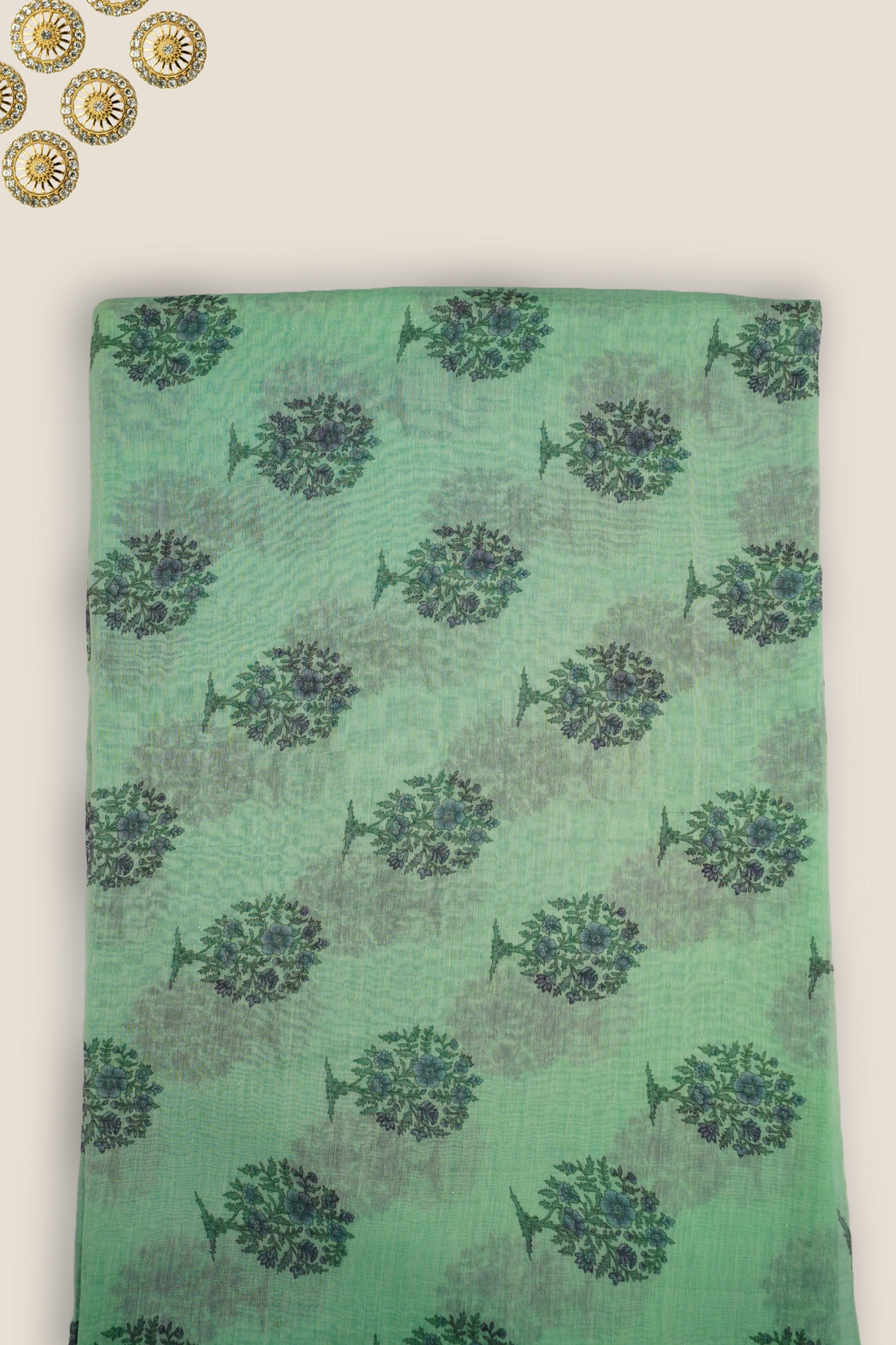 Pure Malai Chanderi Mughal Printed Fabric