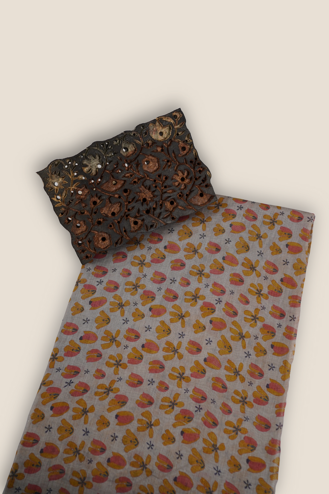 Pure Malai Chanderi Mughal Printed Fabric