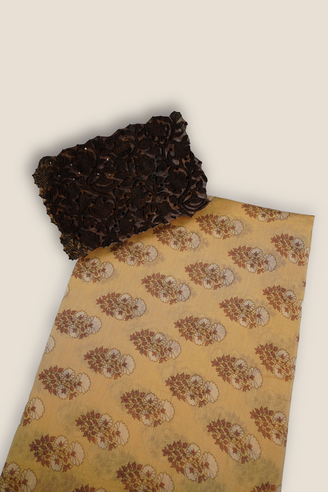 Pure Malai Chanderi Mughal Printed Fabric
