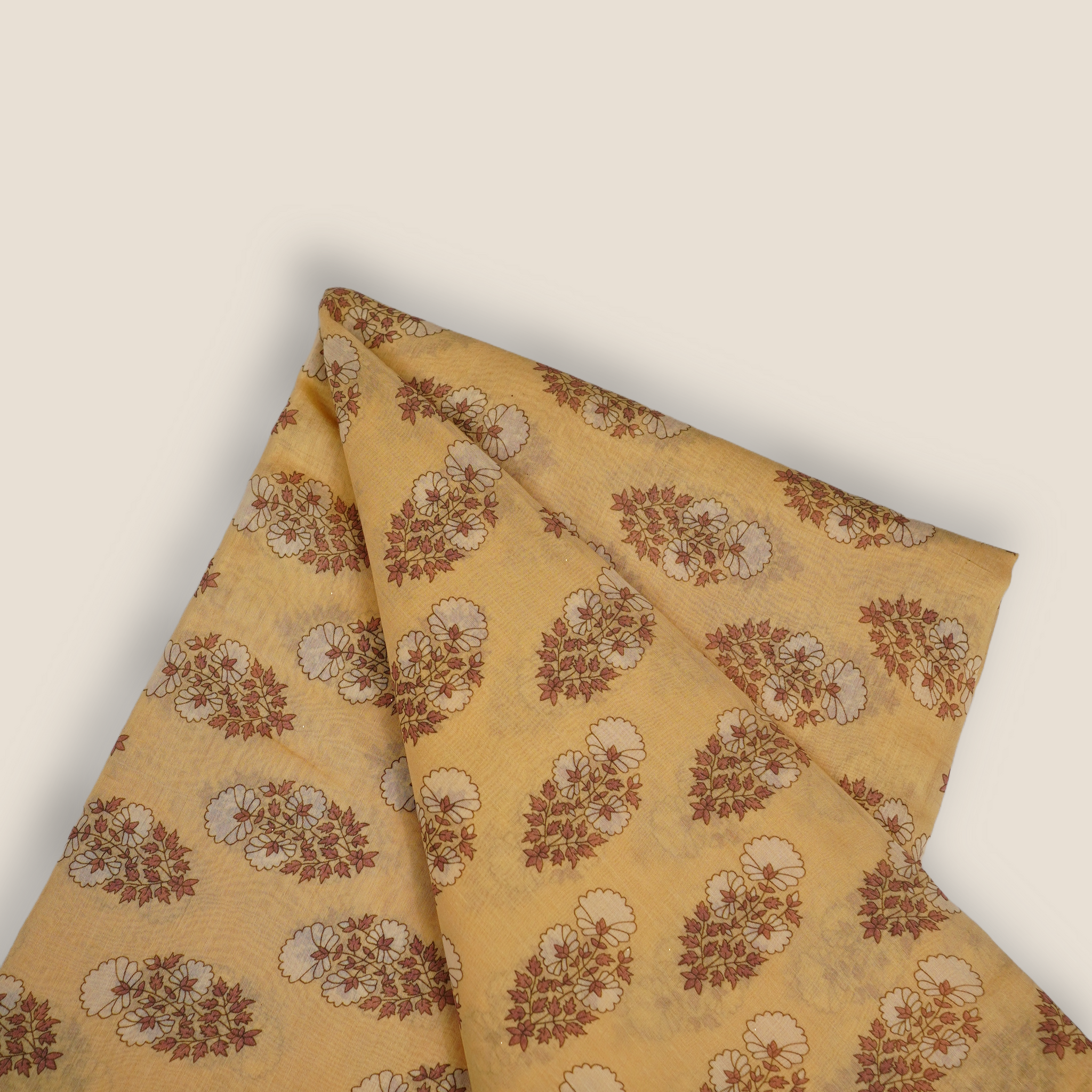 Pure Malai Chanderi Mughal Printed Fabric