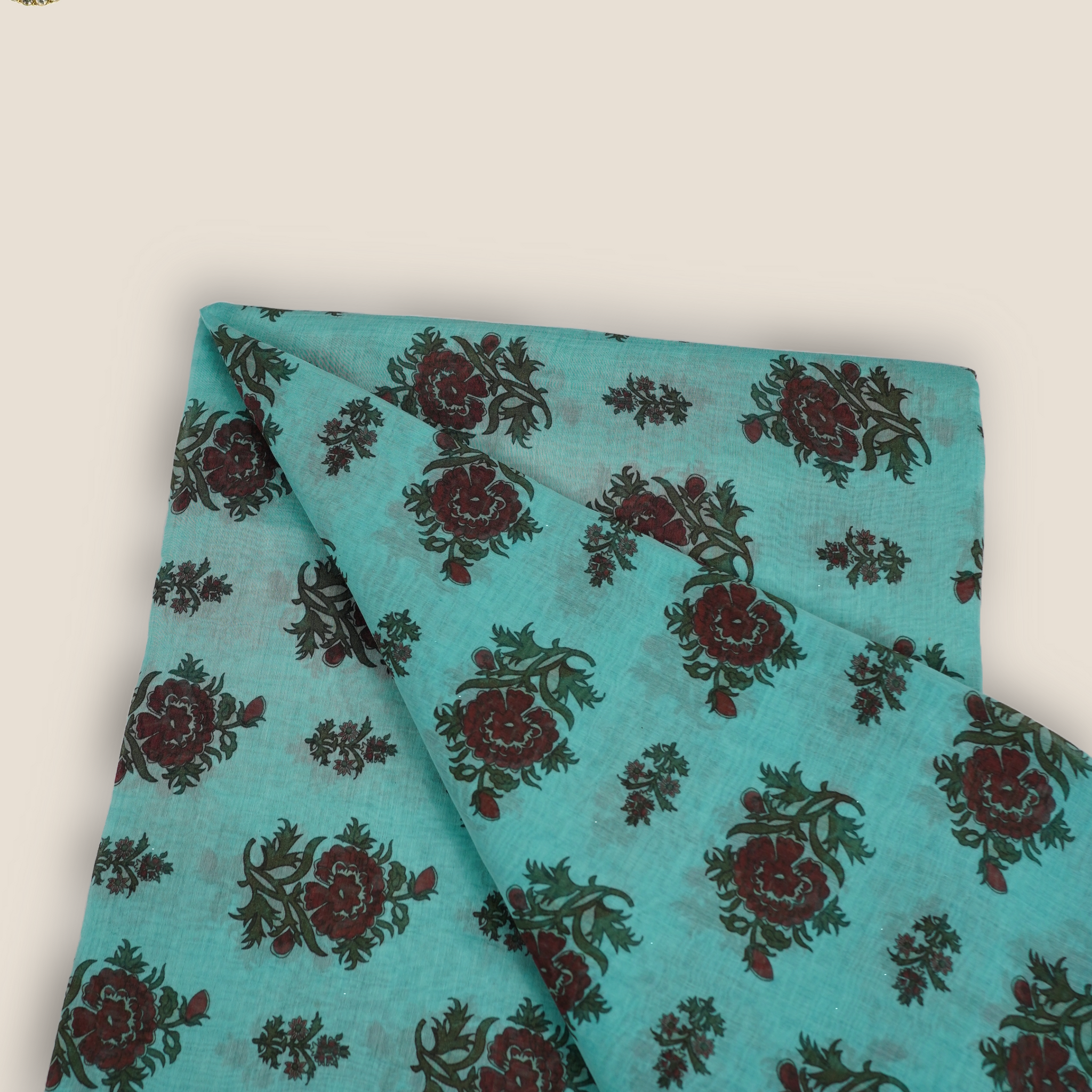 Pure Malai Chanderi Mughal Printed Fabric