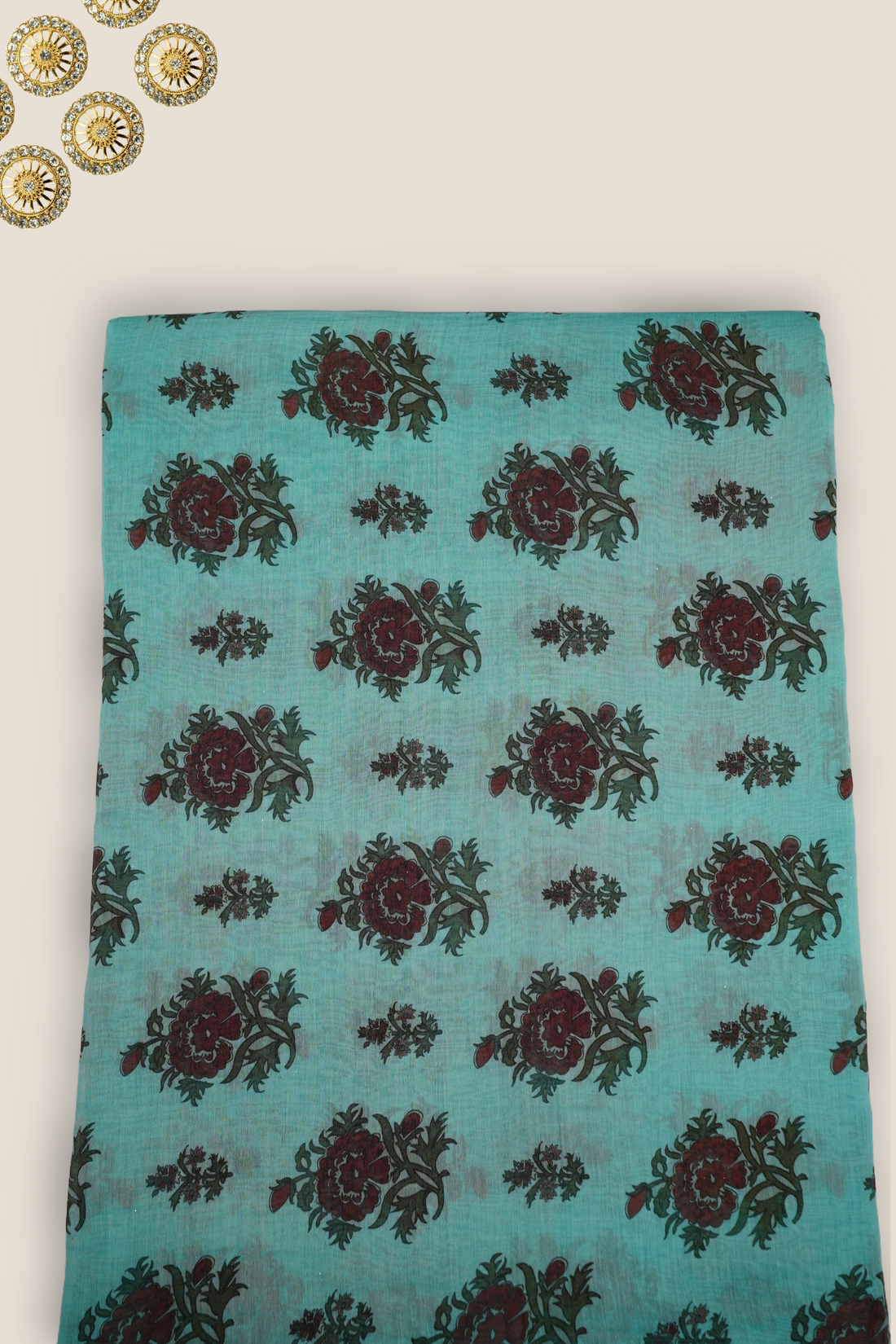 Pure Malai Chanderi Mughal Printed Fabric