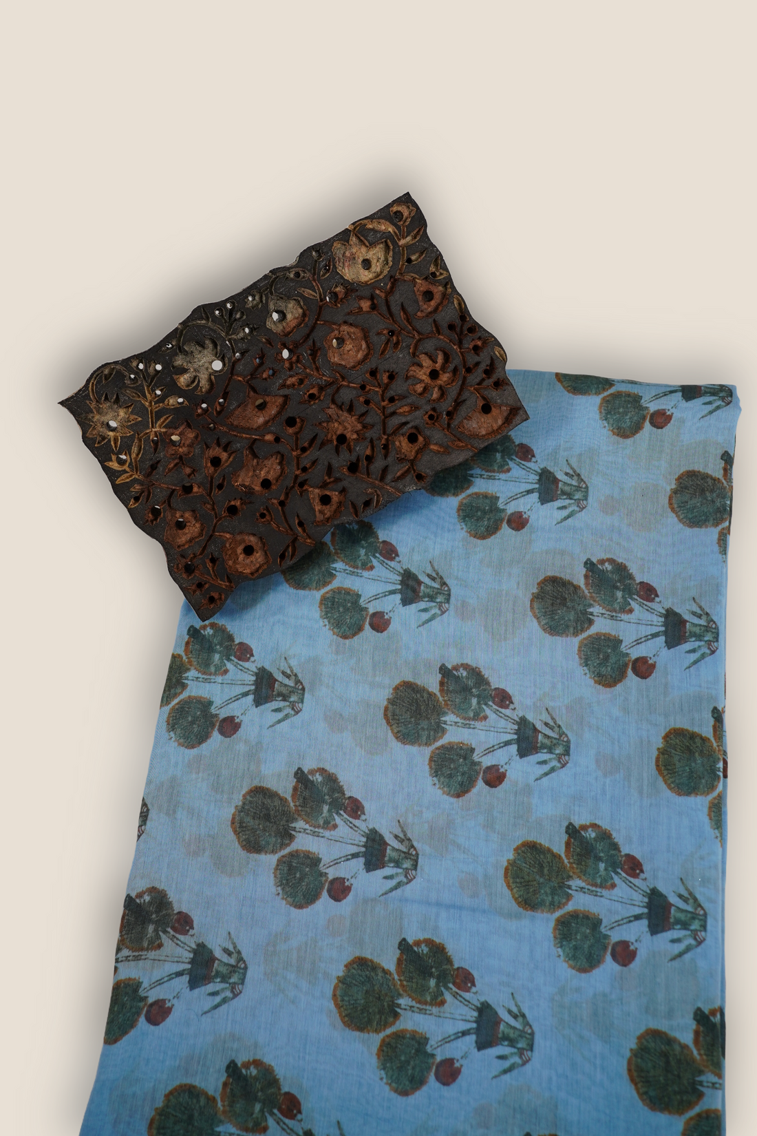Pure Malai Chanderi Mughal Printed Fabric