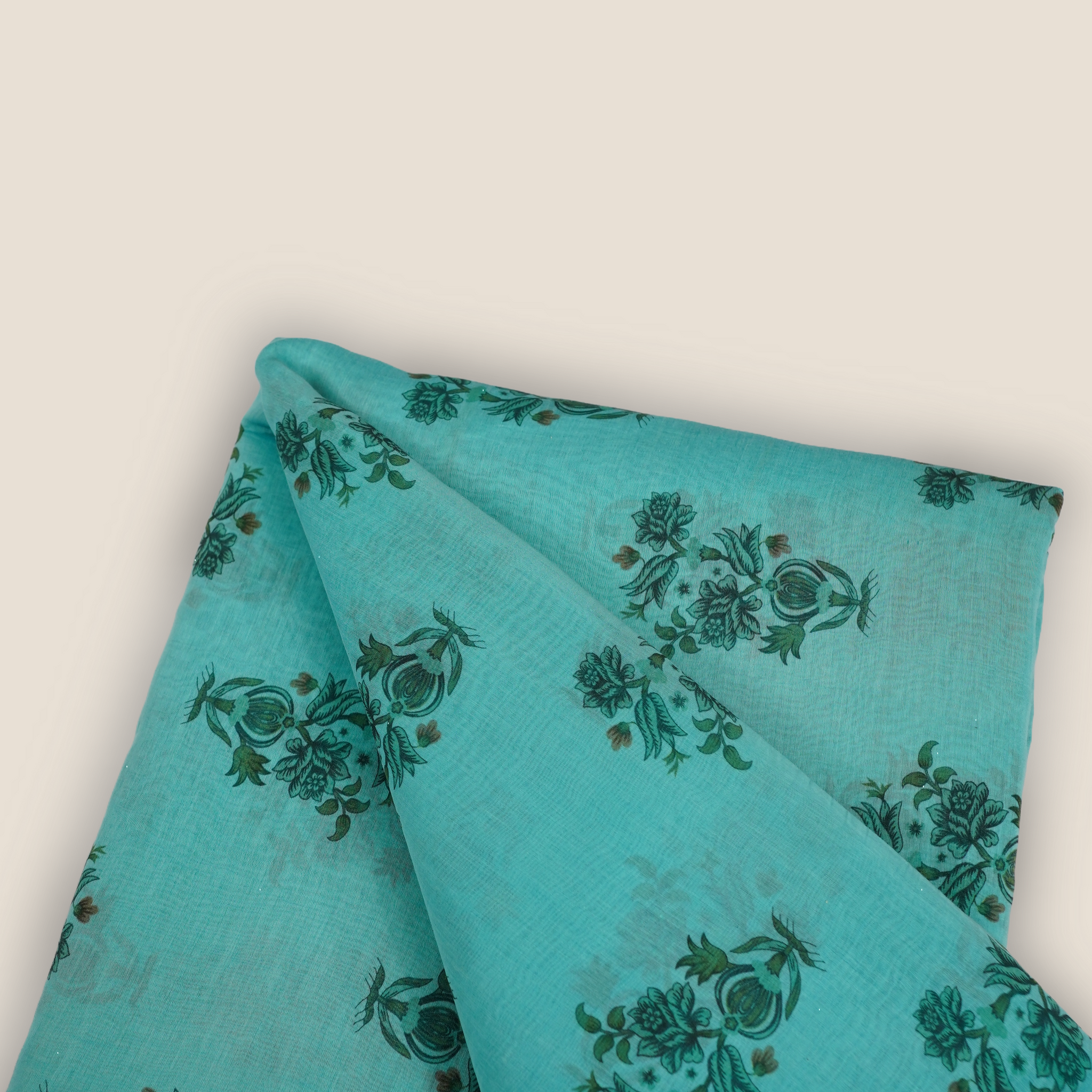 Pure Malai Chanderi Mughal Printed Fabric