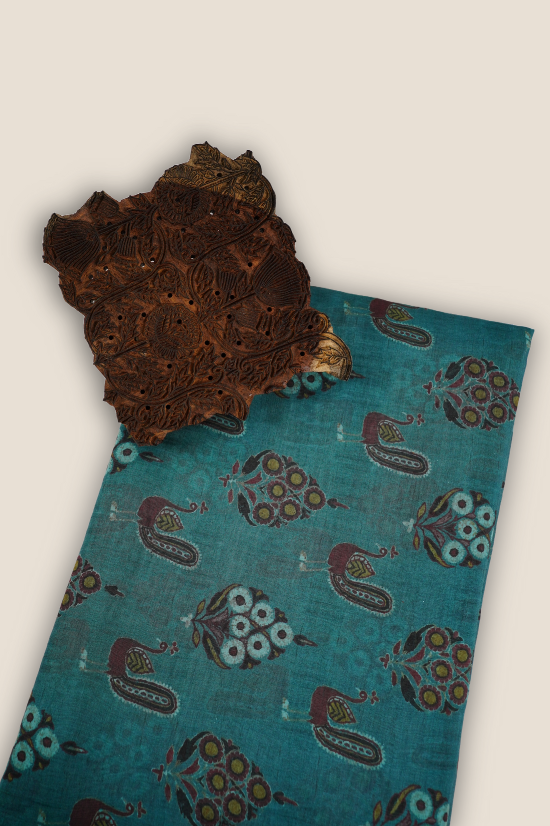 Pure Malai Chanderi Mughal Printed Fabric