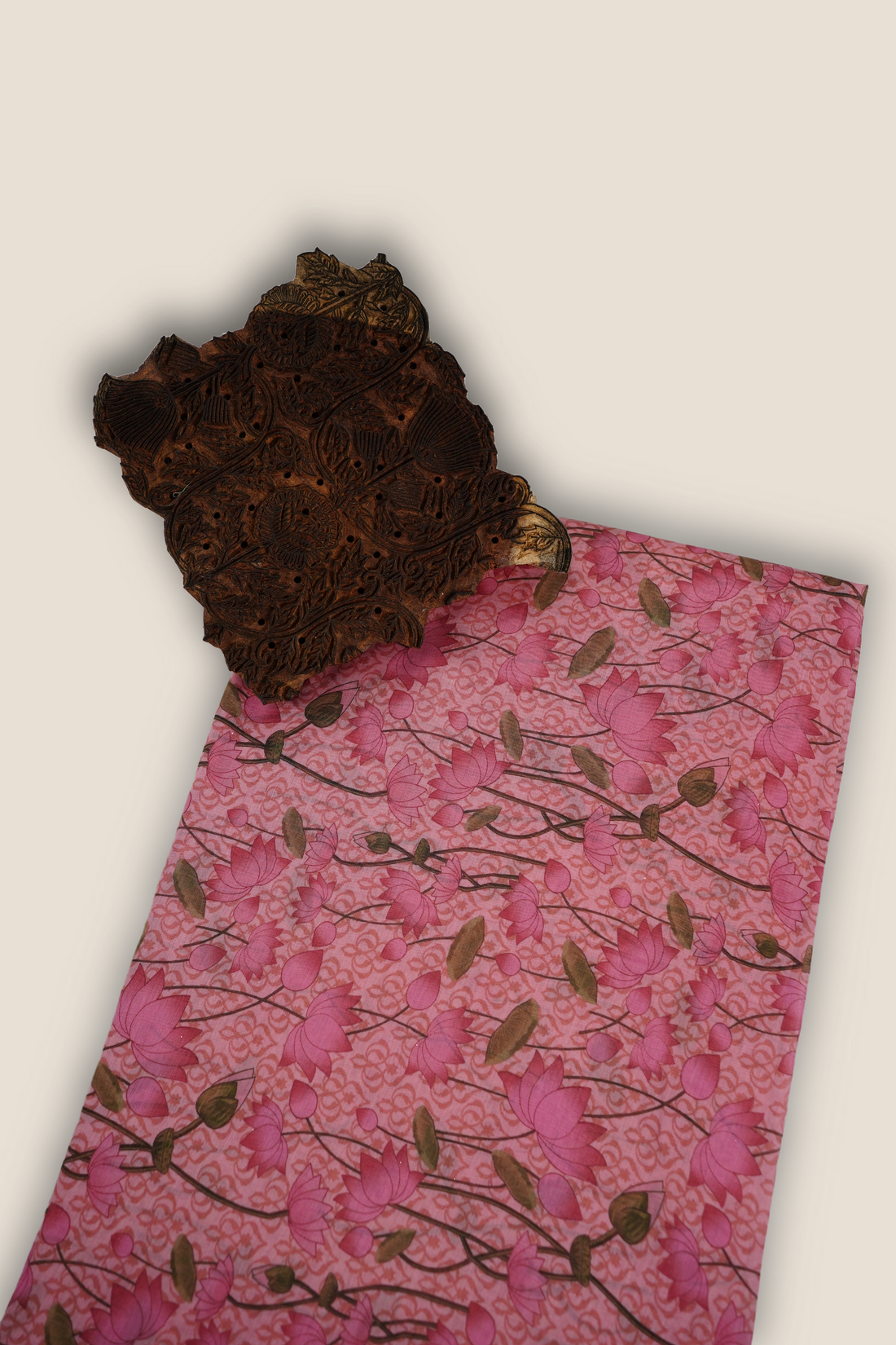 Pure Malai Chanderi Mughal Printed Fabric