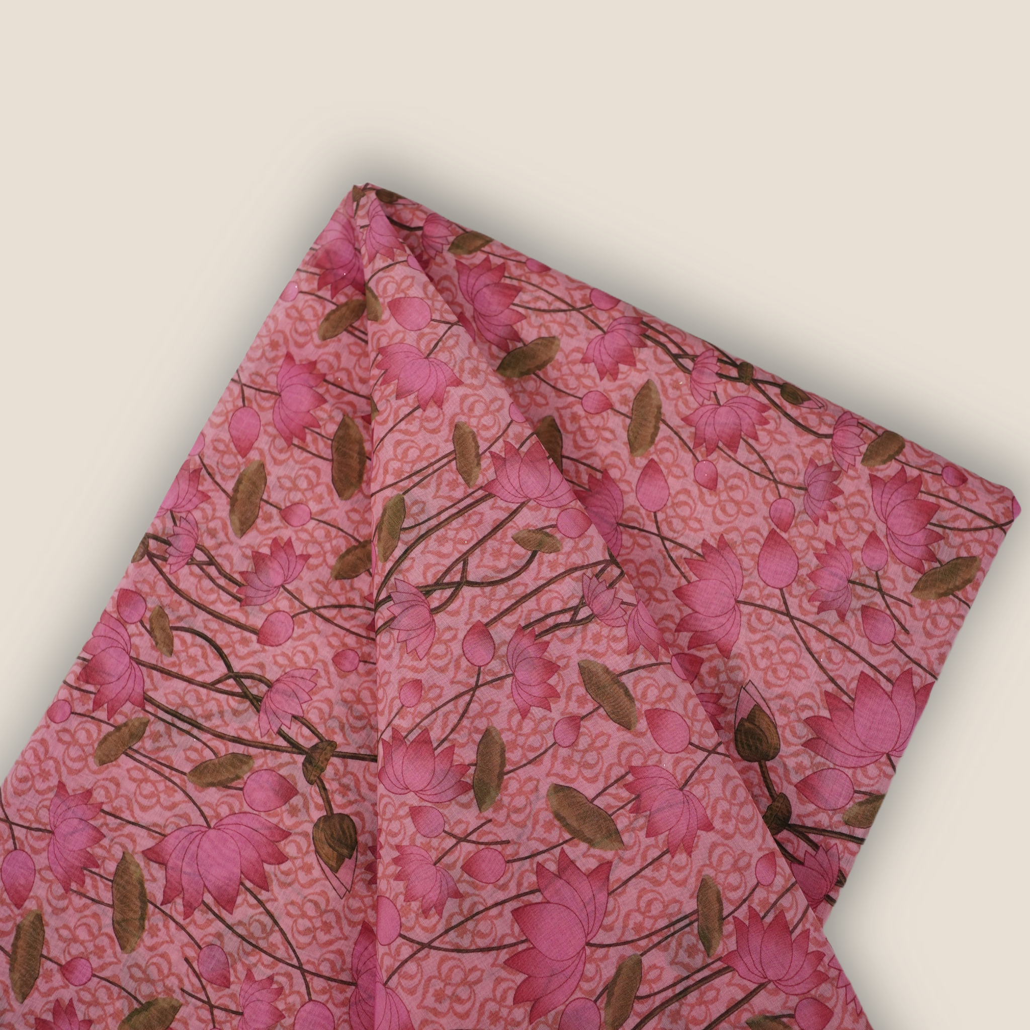 Pure Malai Chanderi Mughal Printed Fabric