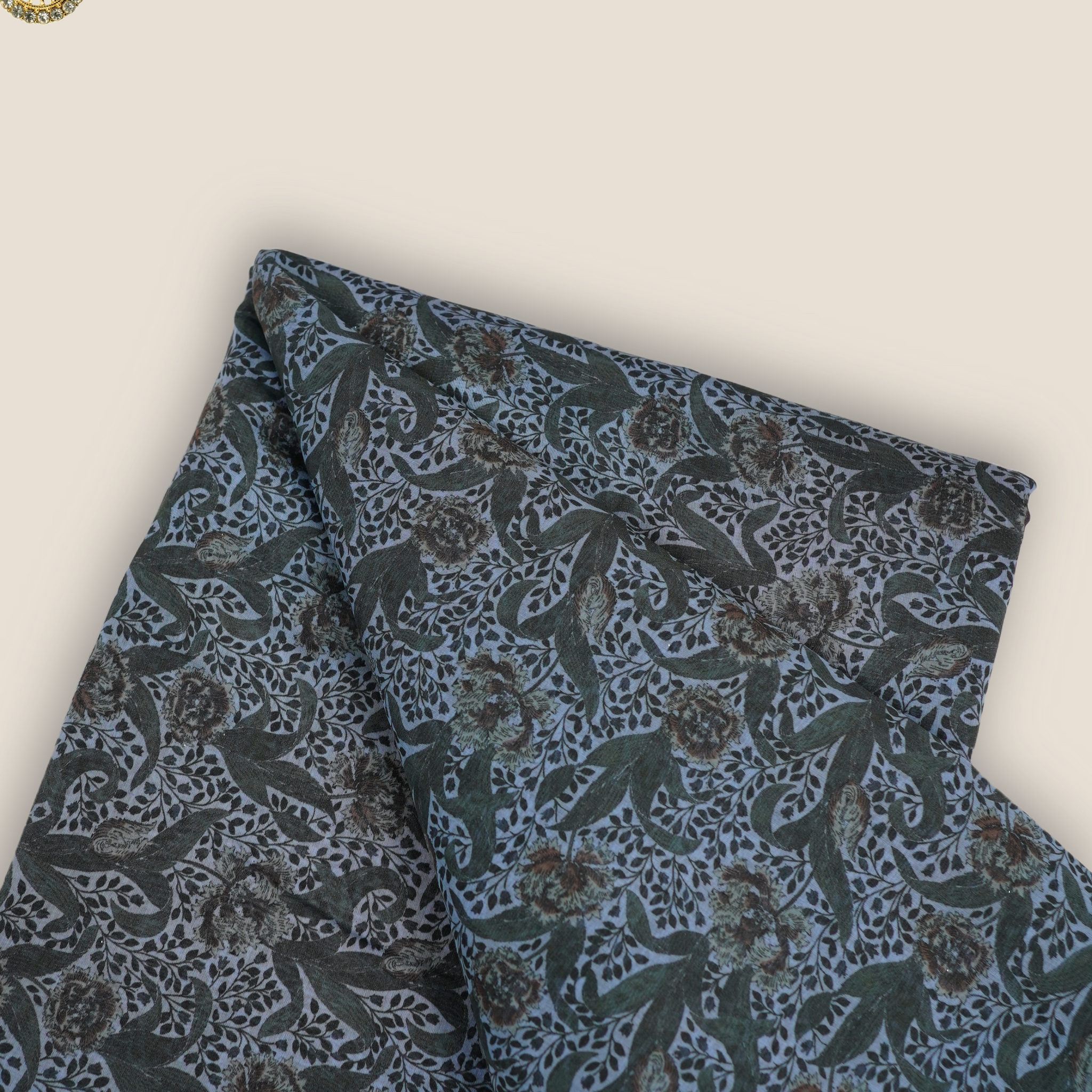 Pure Malai Chanderi Mughal Printed Fabric