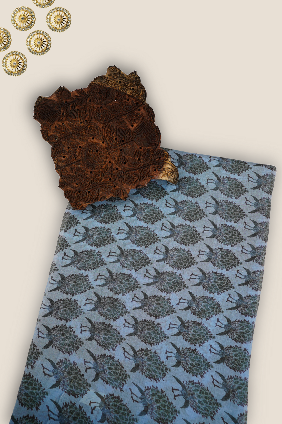 Pure Malai Chanderi Mughal Printed Fabric