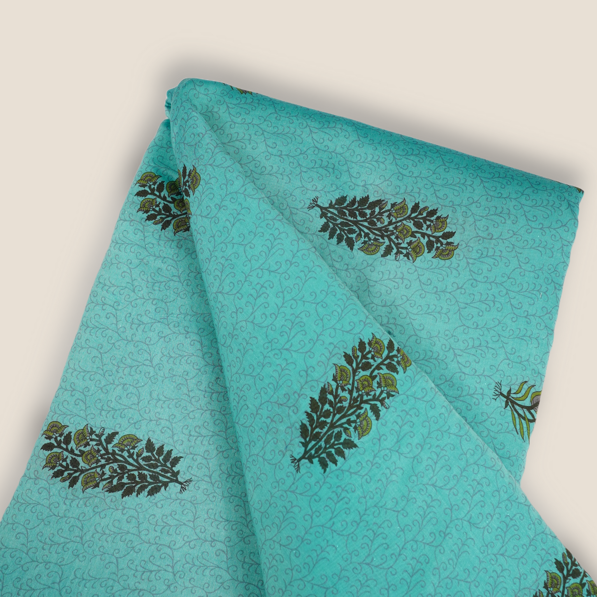 Pure Malai Chanderi Mughal Printed Fabric