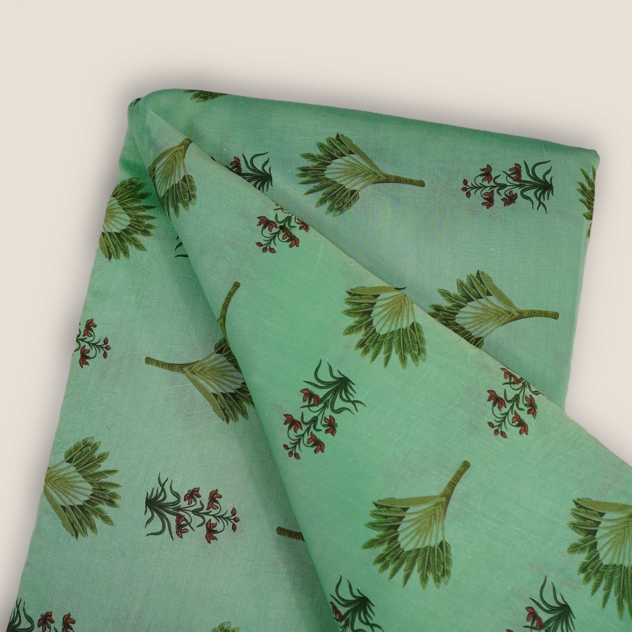 Pure Malai Chanderi Mughal Printed Fabric