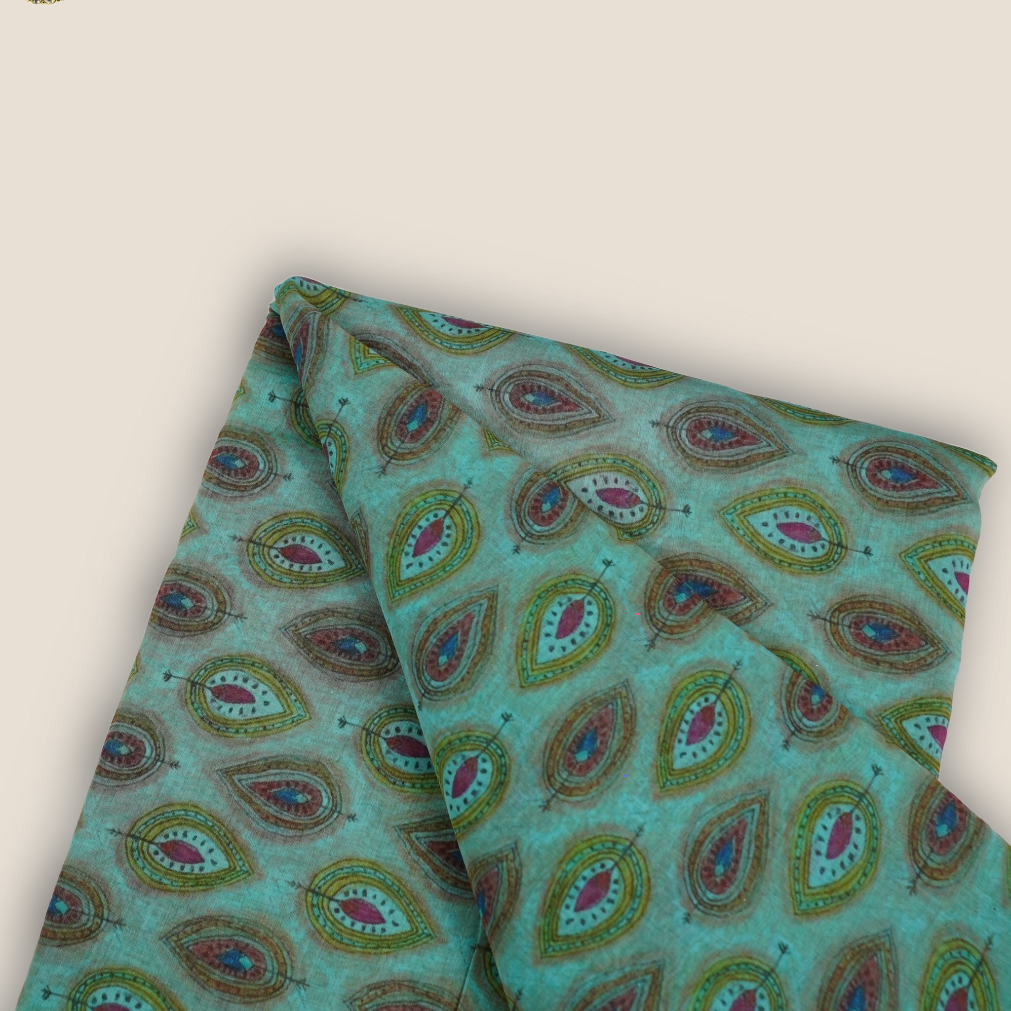 Pure Malai Chanderi Mughal Printed Fabric